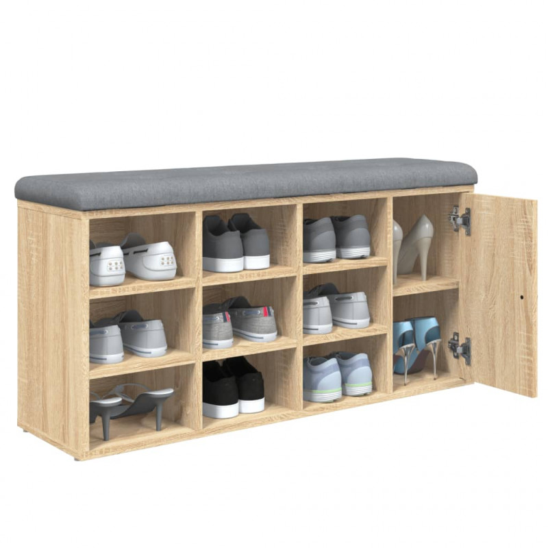 Ławka na buty, dąb sonoma, 102x32x50cm, materiał drewnopochodny