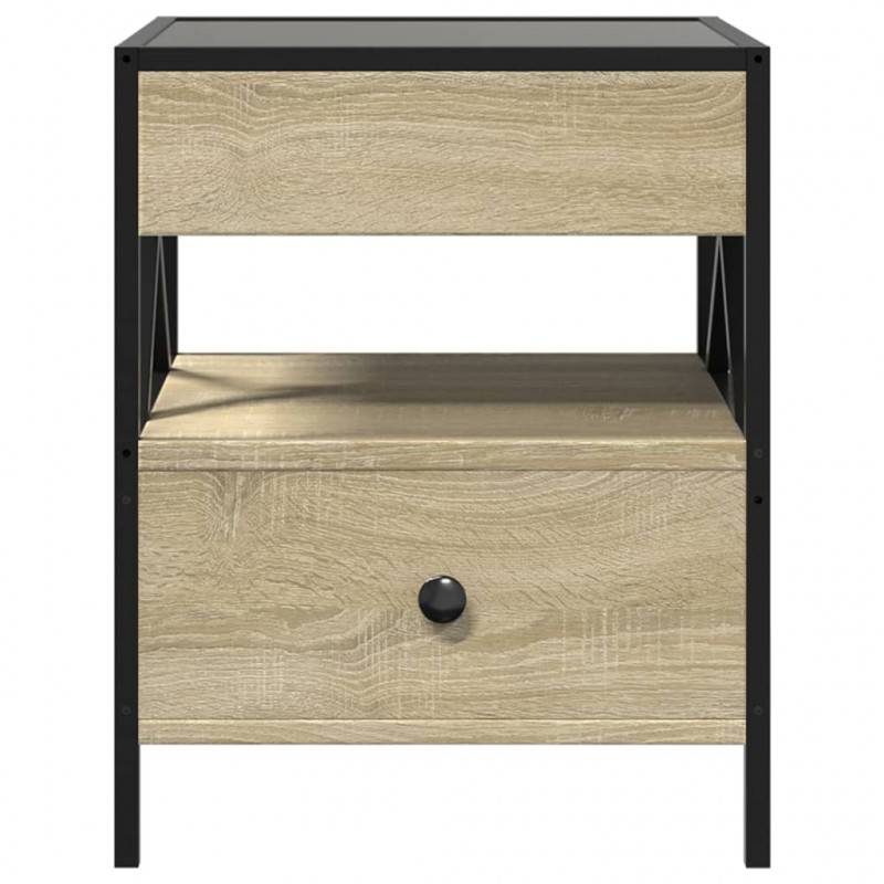 Stolik nocny z LED Infinity, dąb sonoma, 40x40x51 cm
