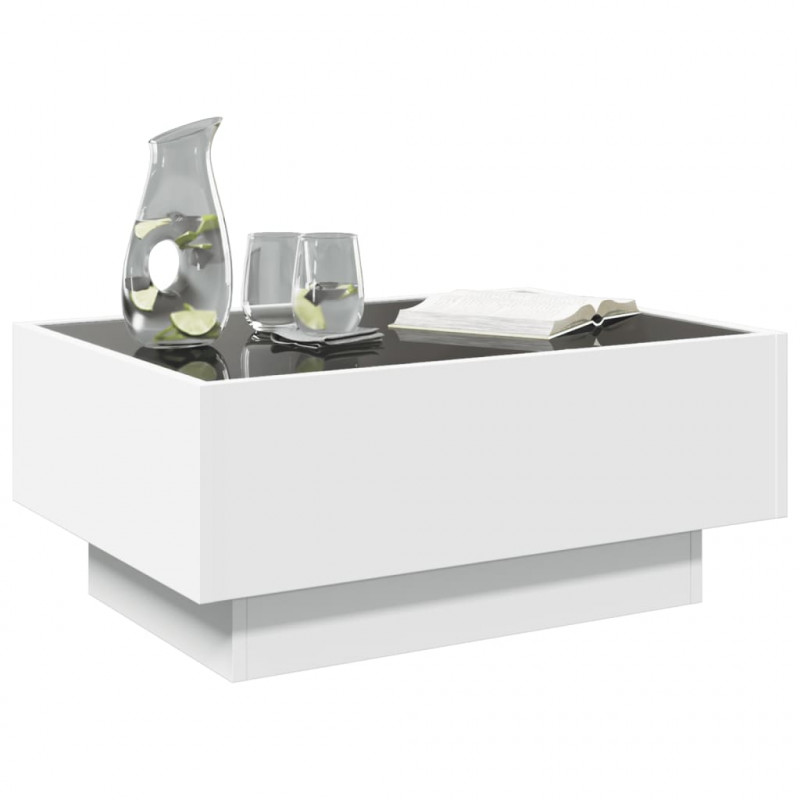 Stolik kawowy z LED, biały, 70x50x30cm, materiał drewnopochodny