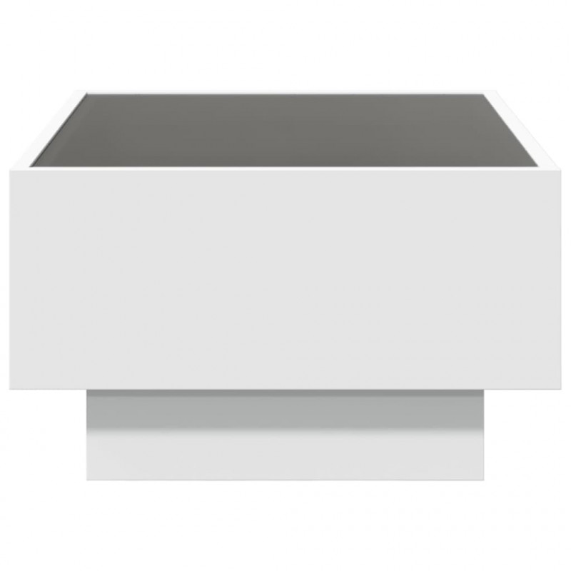 Stolik kawowy z LED, biały, 70x50x30cm, materiał drewnopochodny