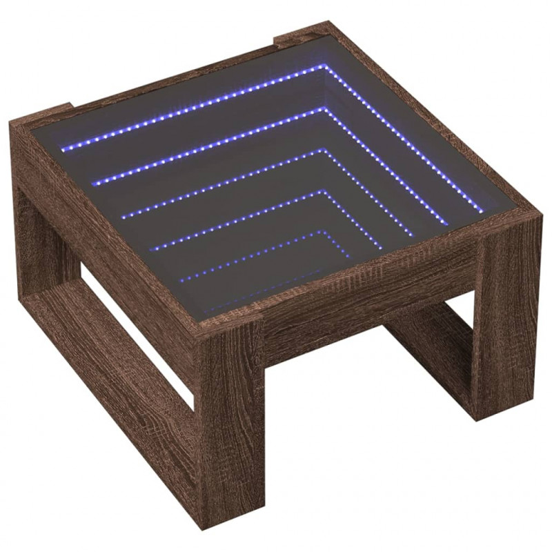 Stolik kawowy z LED Infinity, brązowy dąb, 50x53x30 cm