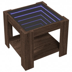 Stolik kawowy z LED, brązowy dąb, 53x53x45 cm