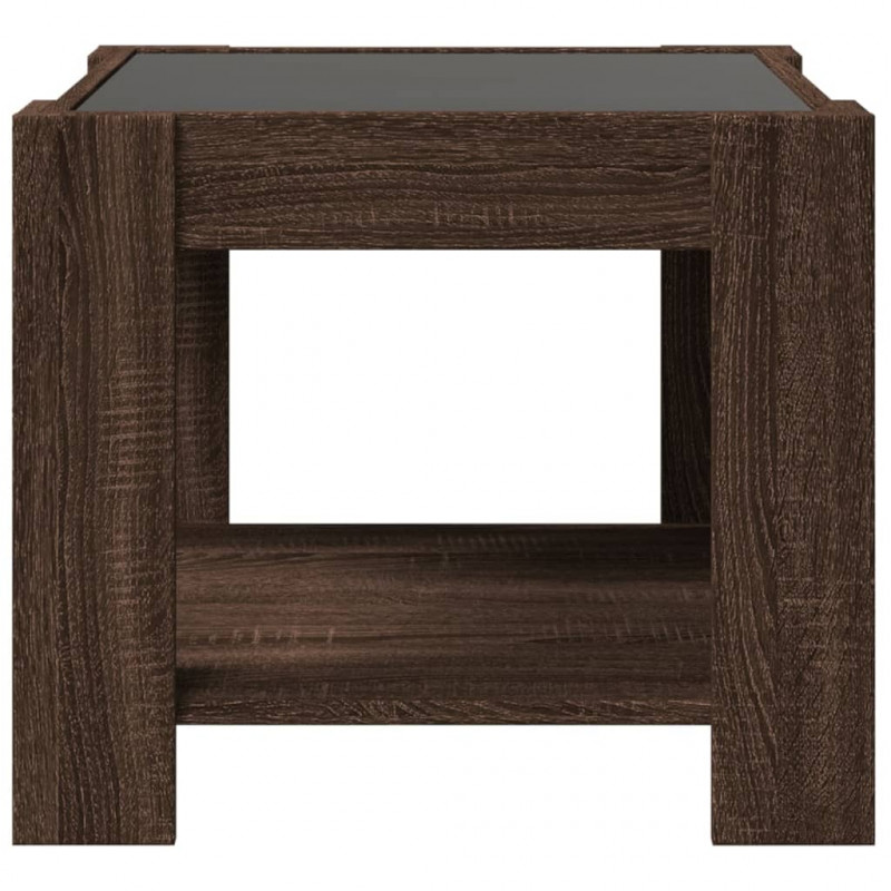Stolik kawowy z LED, brązowy dąb, 53x53x45 cm