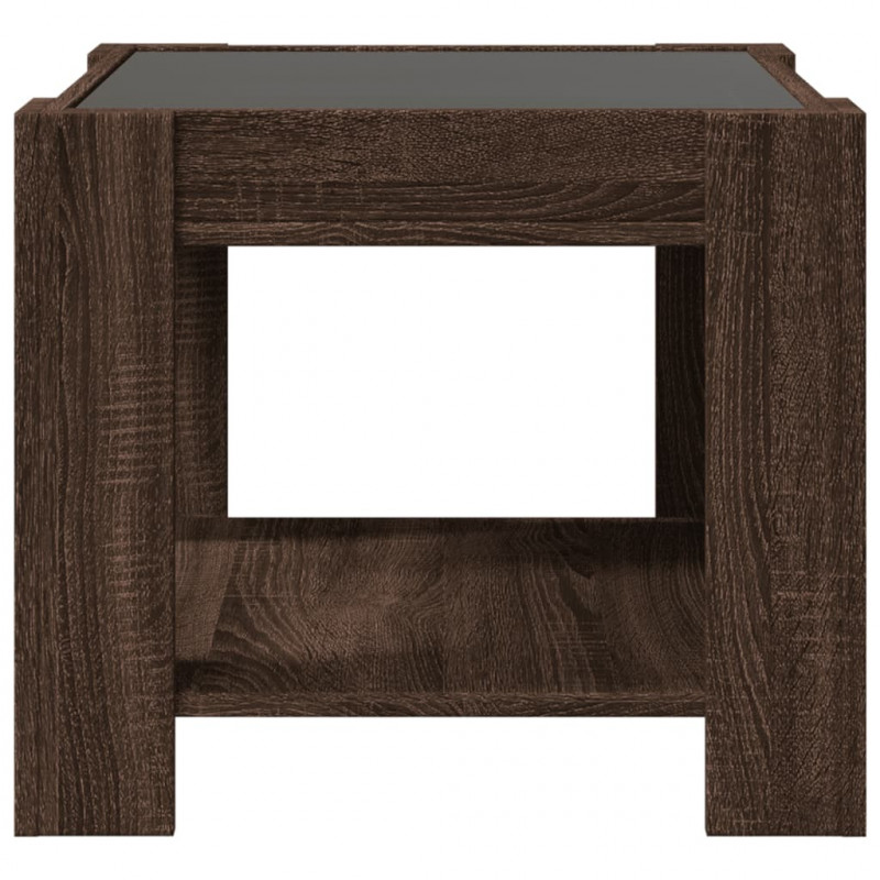 Stolik kawowy z LED, brązowy dąb, 53x53x45 cm