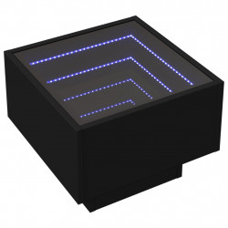 Stolik nocny z LED Infinity, czarny, 40x40x30 cm