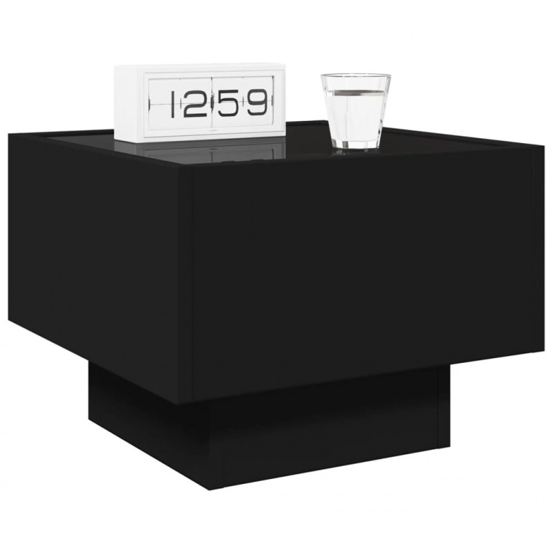 Stolik nocny z LED Infinity, czarny, 40x40x30 cm