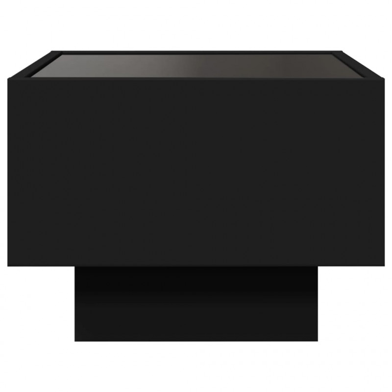 Stolik nocny z LED Infinity, czarny, 40x40x30 cm
