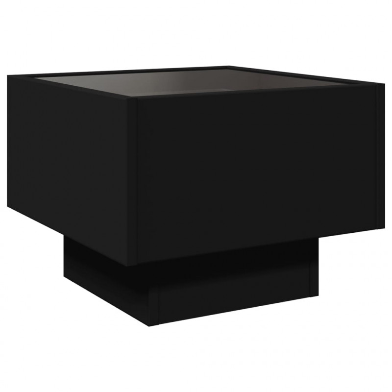 Stolik nocny z LED Infinity, czarny, 40x40x30 cm