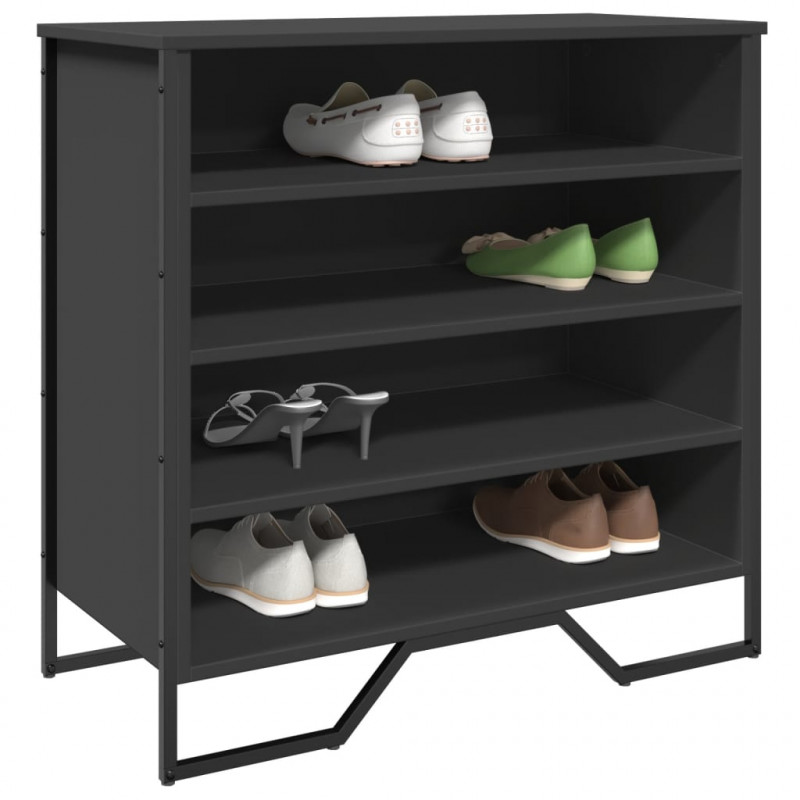 Szafka na buty, czarna, 80x38x78 cm, materiał drewnopochodny