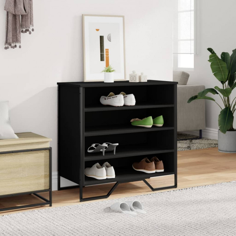 Szafka na buty, czarna, 80x38x78 cm, materiał drewnopochodny