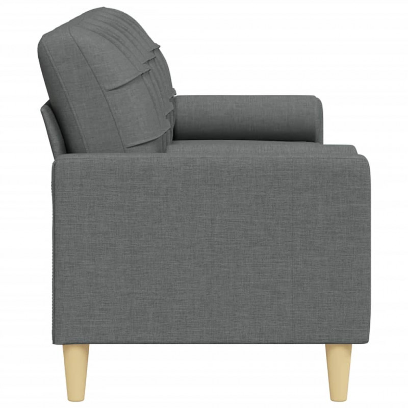 3-osobowa sofa z poduszkami, ciemnoszara, 210 cm, obita tkaniną