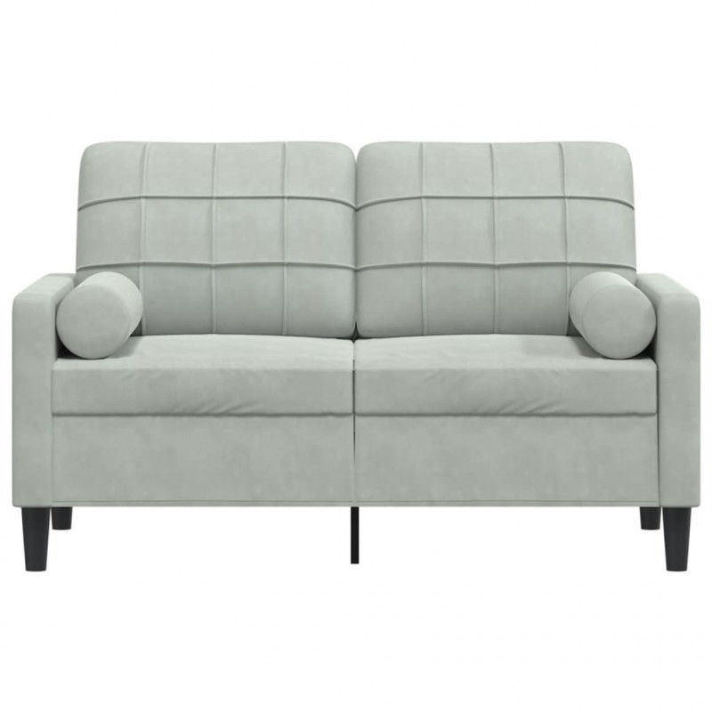 2-osobowa sofa z poduszkami, jasnoszara, 120 cm, aksamit