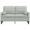 2-osobowa sofa z poduszkami, jasnoszara, 120 cm, aksamit