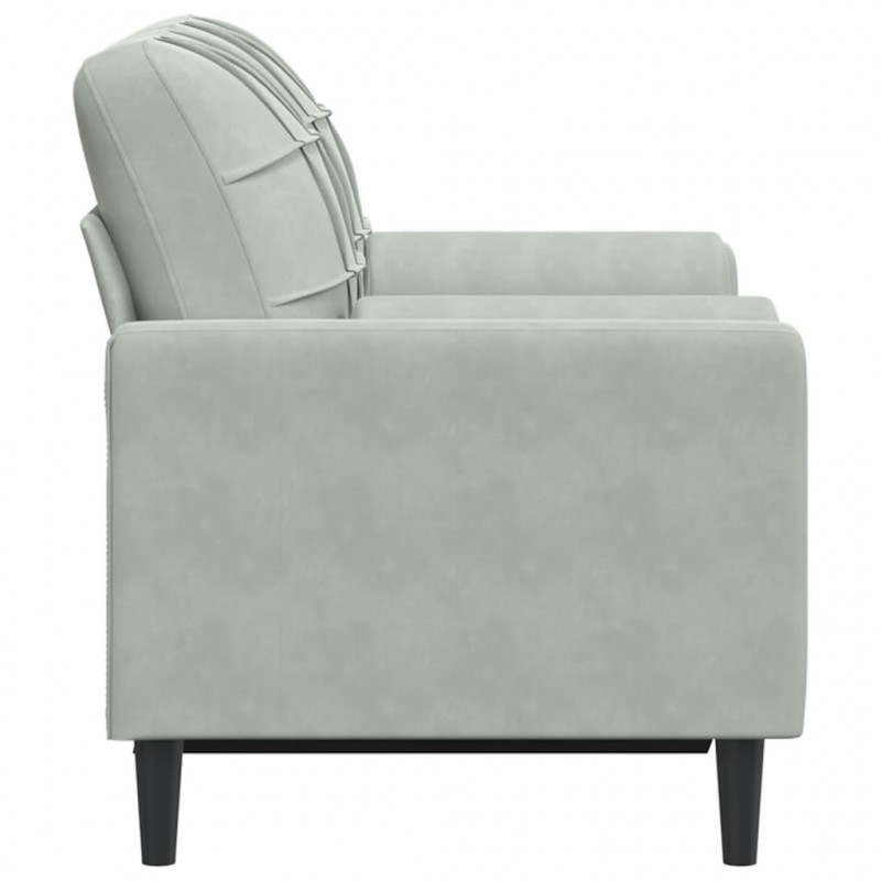 2-osobowa sofa z poduszkami, jasnoszara, 120 cm, aksamit