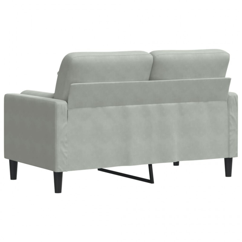 2-osobowa sofa z poduszkami, jasnoszara, 120 cm, aksamit