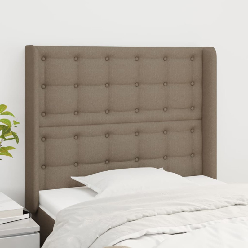 Zagłówek uszak, taupe, 103x16x118/128 cm, tkanina