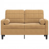 2-osobowa sofa z poduszkami, brązowa, 120 cm, aksamit