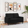 2-osobowa sofa z poduszkami, czarna, 120 cm, aksamit