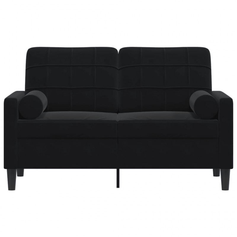 2-osobowa sofa z poduszkami, czarna, 120 cm, aksamit