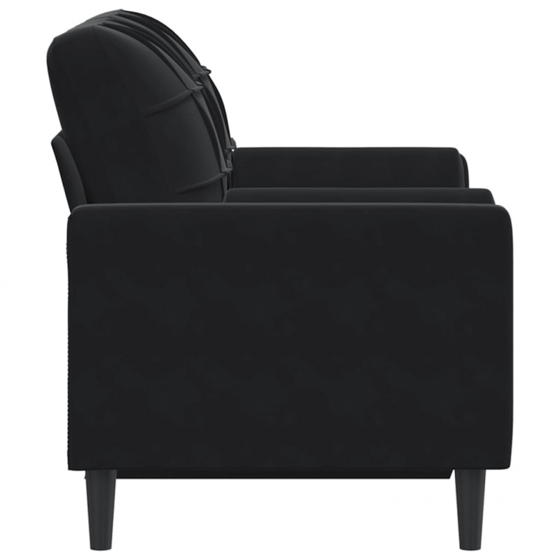 2-osobowa sofa z poduszkami, czarna, 120 cm, aksamit