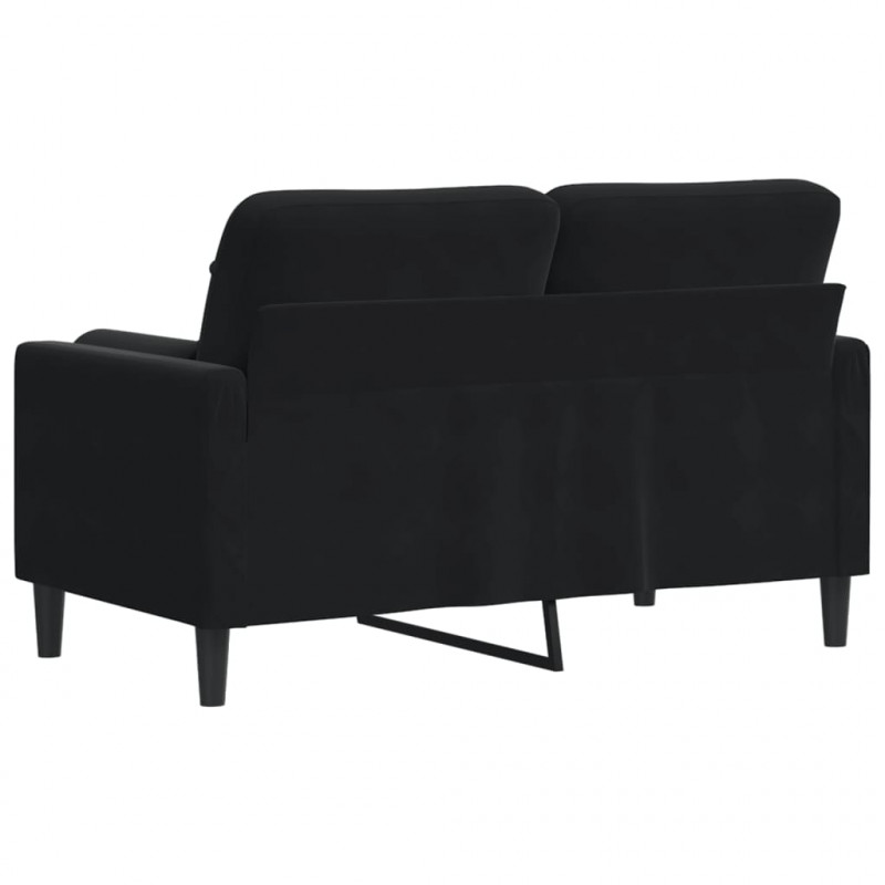 2-osobowa sofa z poduszkami, czarna, 120 cm, aksamit
