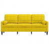 3-osobowa sofa z poduszkami, żółta, 180 cm, aksamit