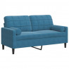 2-osobowa sofa z poduszkami, niebieska, 140 cm, aksamit