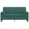 2-osobowa sofa z poduszkami, ciemnozielona, 140 cm, aksamit