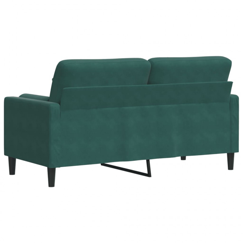 2-osobowa sofa z poduszkami, ciemnozielona, 140 cm, aksamit