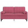 2-osobowa sofa z poduszkami, winna czerwień, 140 cm, aksamit