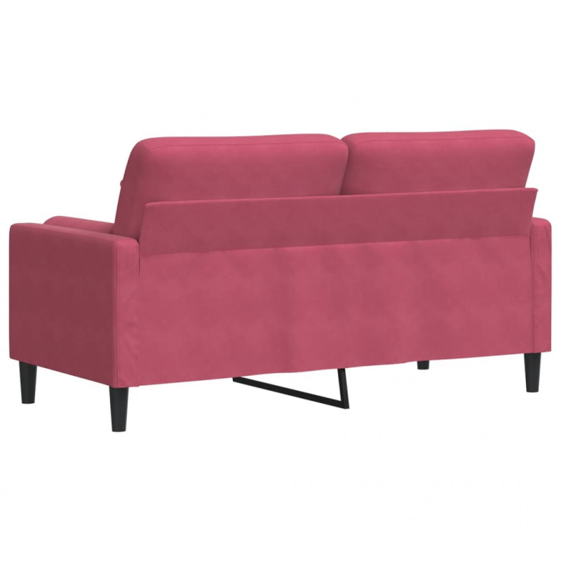 2-osobowa sofa z poduszkami, winna czerwień, 140 cm, aksamit