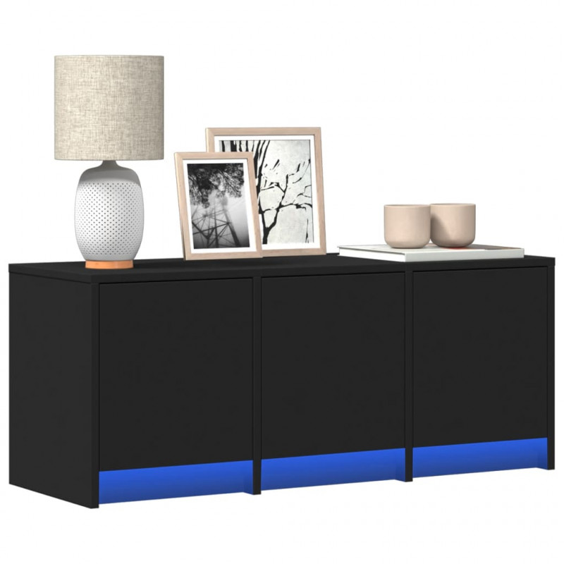 Szafka TV z LED, czarna, 97x34x40 cm, materiał drewnopochodny