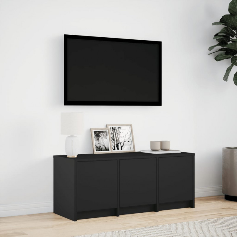 Szafka TV z LED, czarna, 97x34x40 cm, materiał drewnopochodny