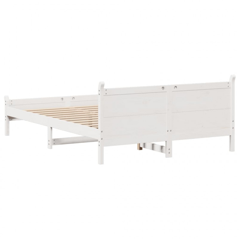 Rama łóżka bez materaca, biała, 150x200 cm, lite drewno sosnowe