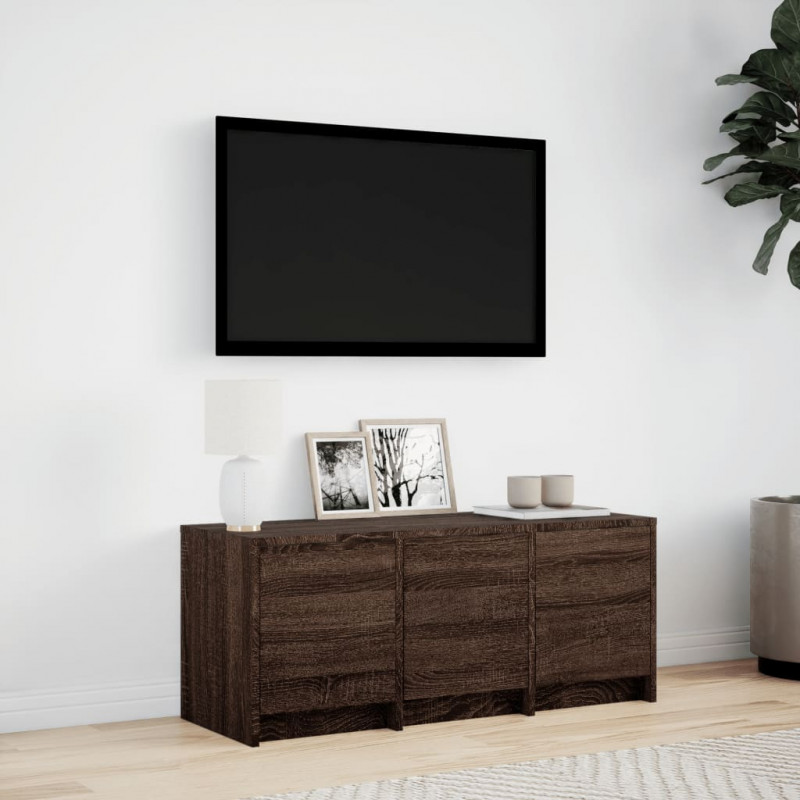 Szafka TV z LED, brązowy dąb, 97x34x40 cm