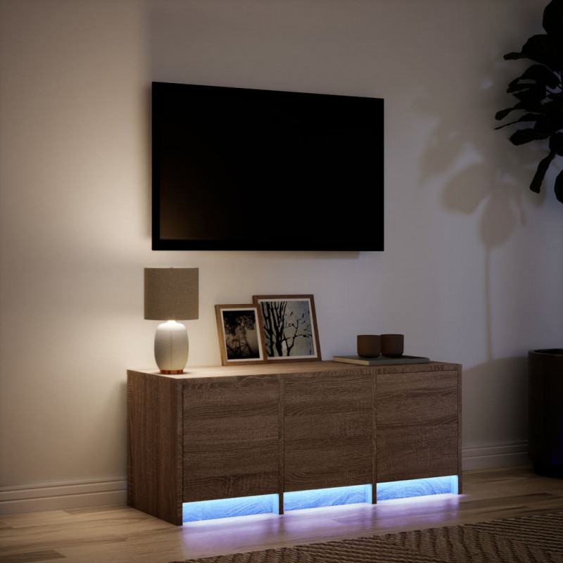 Szafka TV z LED, brązowy dąb, 97x34x40 cm