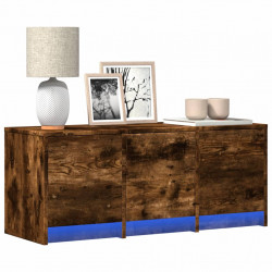 Szafka pod TV z LED, przydymiony dąb, 97x34x40 cm