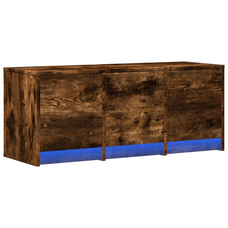 Szafka pod TV z LED, przydymiony dąb, 97x34x40 cm
