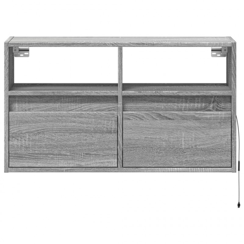 Ścienna szafka TV z LED, szary dąb sonoma, 80x31x45 cm