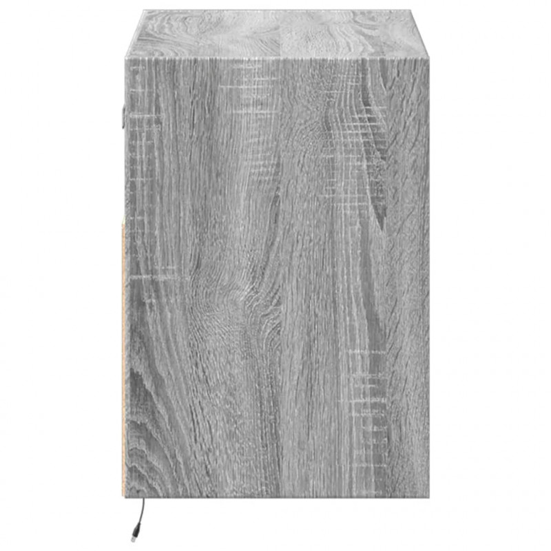 Ścienna szafka TV z LED, szary dąb sonoma, 80x31x45 cm