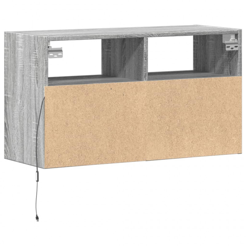 Ścienna szafka TV z LED, szary dąb sonoma, 80x31x45 cm