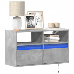 Ścienna szafka TV z LED, szarość betonu, 80x31x45 cm