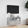 Ścienna szafka TV z LED, szarość betonu, 80x31x45 cm
