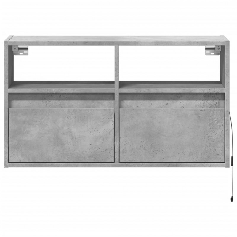 Ścienna szafka TV z LED, szarość betonu, 80x31x45 cm