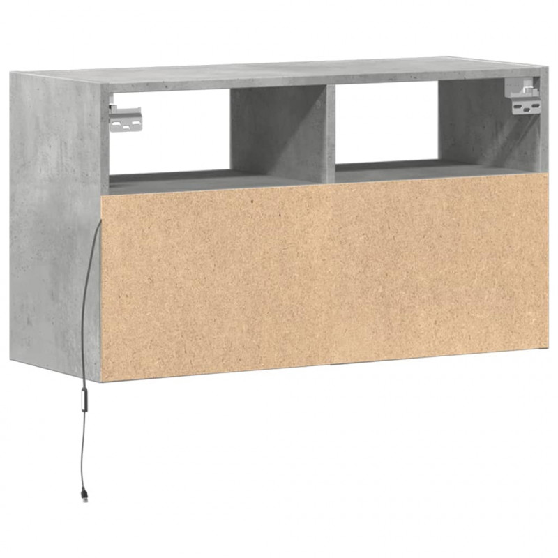 Ścienna szafka TV z LED, szarość betonu, 80x31x45 cm