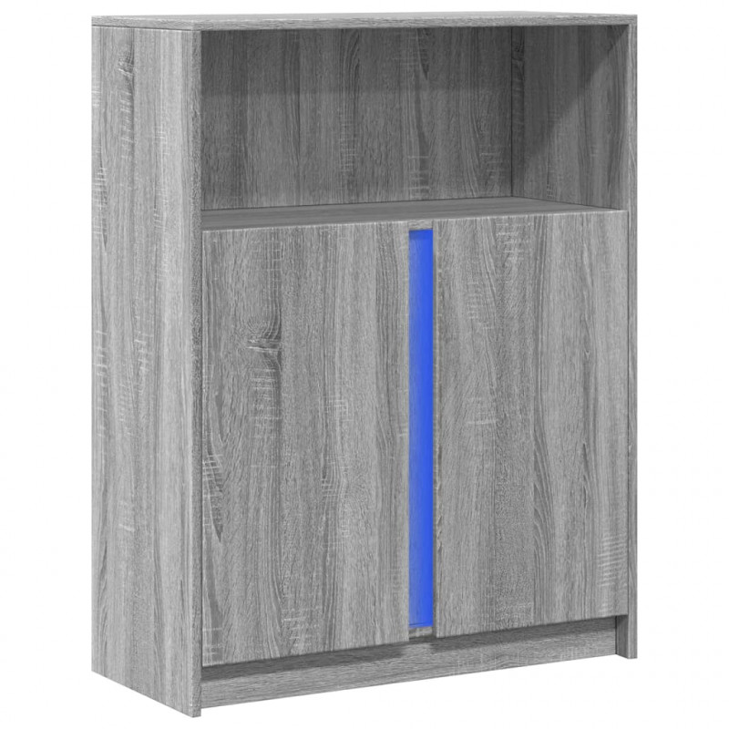 Szafka z LED, szary dąb sonoma, 77x34x100 cm