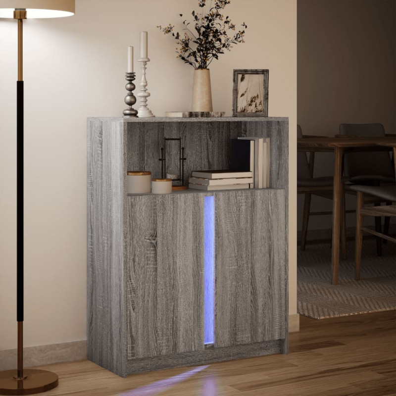 Szafka z LED, szary dąb sonoma, 77x34x100 cm