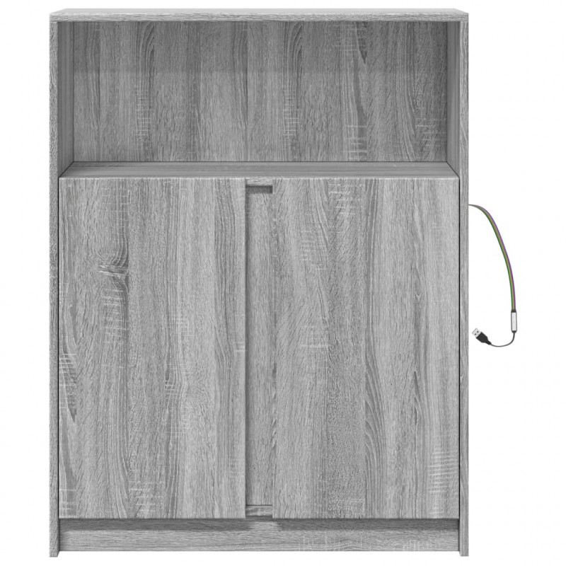 Szafka z LED, szary dąb sonoma, 77x34x100 cm