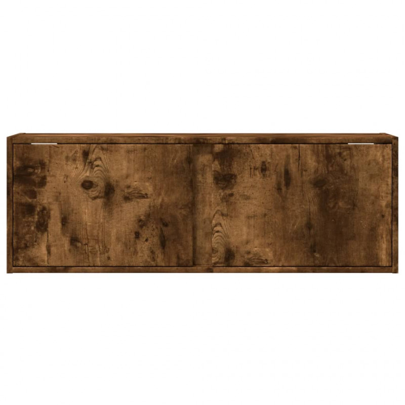 Ścienna szafka TV z LED, przydymiony dąb, 100x31x35 cm