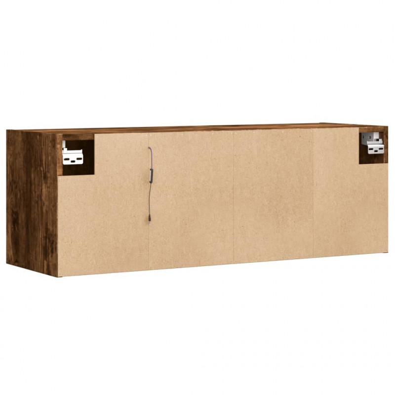 Ścienna szafka TV z LED, przydymiony dąb, 100x31x35 cm